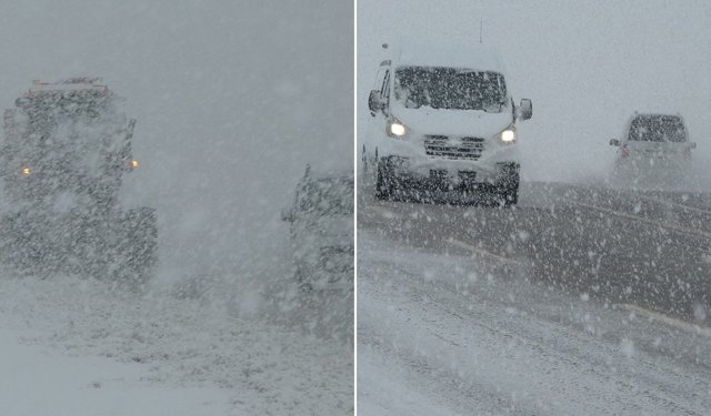 Kurubaş Geçidi'nde kar ve sis