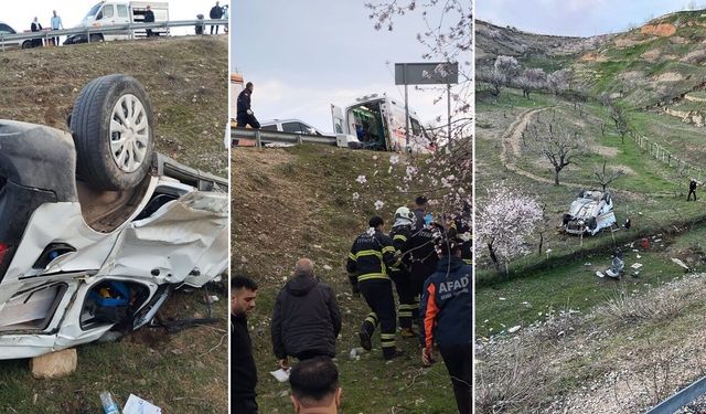 Şarampole yuvarlanan otomobilde 1 can kaybı, 2 yaralı