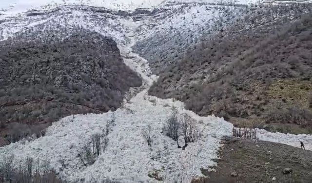 Şırnak'ta çığ düşme anı objektife yansıdı