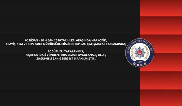 Bingöl’de bir haftada aranan 27 kişi yakalandı