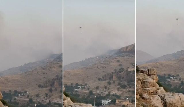 Mardin'de yangına Diyarbakır'dan helikopterli müdahale