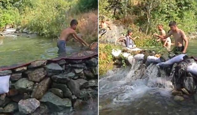 Derede çocuklara yüzme havuzu yaptılar