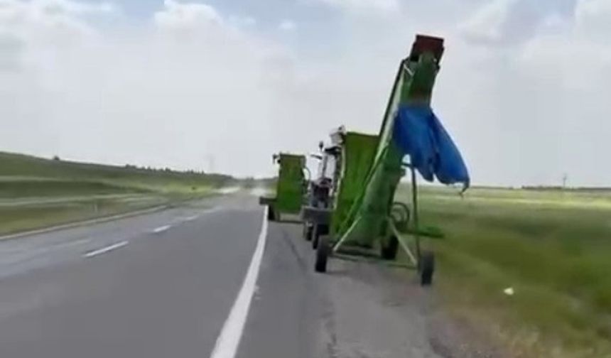 Siirt’te traktördeki saman helezyonu korkuttu!
