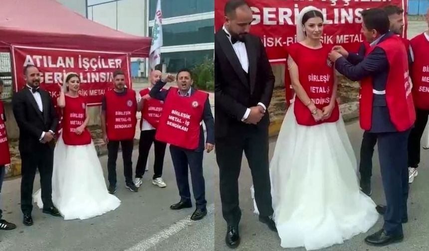 Düğününe saatler kala işten çıkarıldı: Gelinliğiyle eyleme koştu