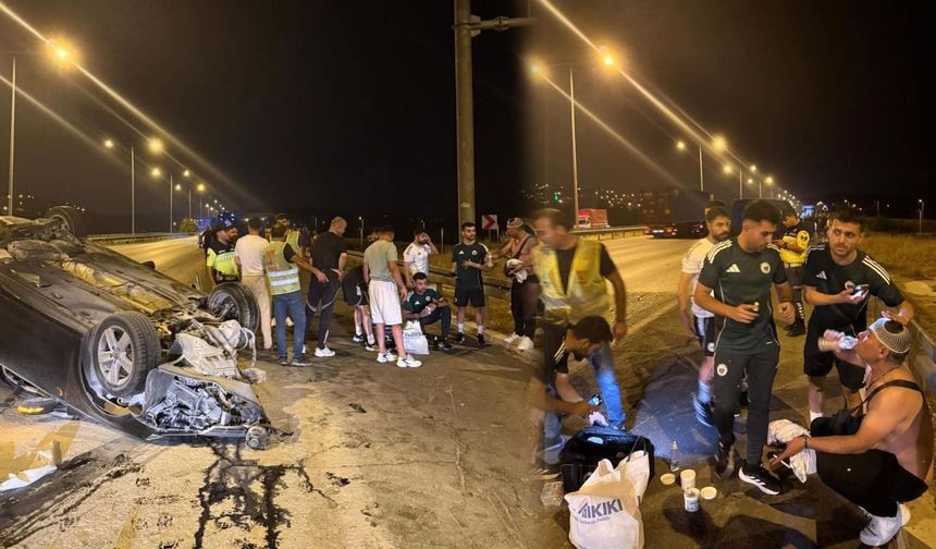 Kupa maçından dönen futbolcular kazaya denk geldi, yaralılara müdahale etti