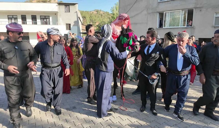 Şırnak’ta binlerce yıllık “Atla Gelin Alma” geleneği düğünde can buldu