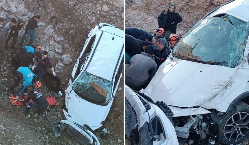 Şarampole uçan otomobilde 2 yaralı