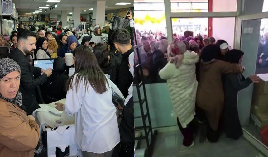 Diyarbakır'da ucuzluk pazarı açılışında izdiham!