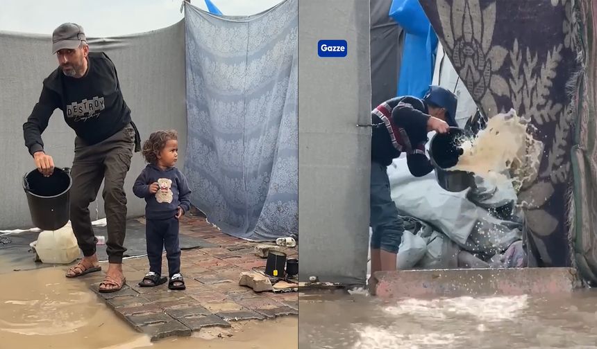Gazze’de Filistinlilerin çadırlarını su bastı!