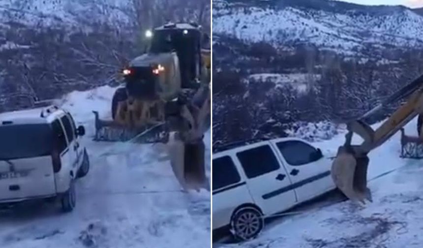 Karda mahsur kalan araçlara kurtarma