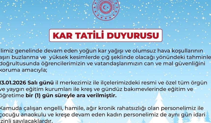 Bingöl'de eğitime 1 gün ara