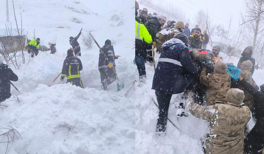 Çatak'ta çığ altında kalan kadın kurtarıldı