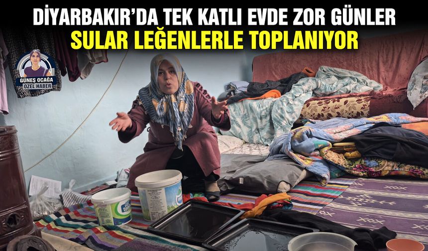 Diyarbakır’da tek katlı evde zor günler: Sular leğenlerle toplanıyor