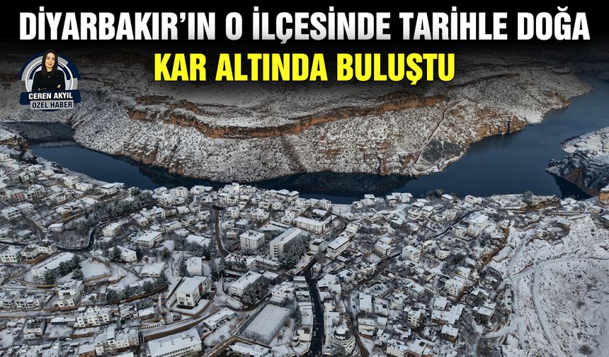 Diyarbakır’ın o ilçesinde tarihle doğa kar altında buluştu