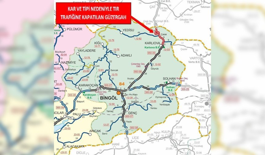 Bingöl-Erzurum karayolu tır trafiğine kapandı