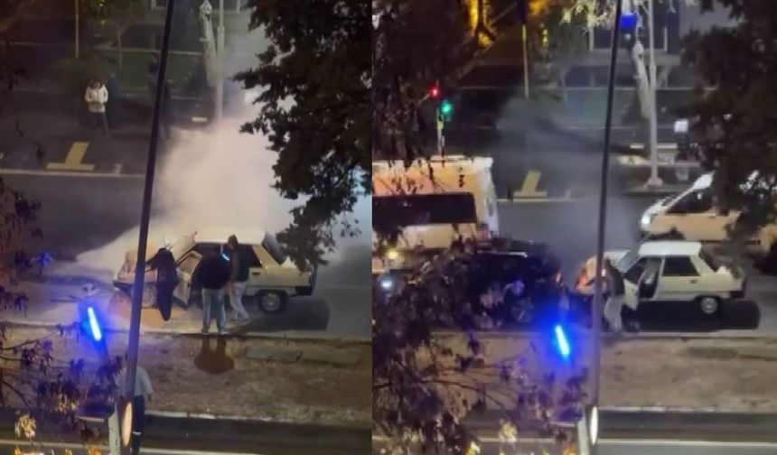 Diyarbakır'da çarpışan araçlardan biri alev aldı