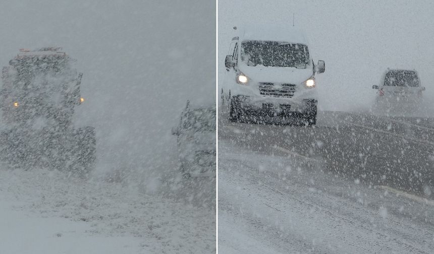 Kurubaş Geçidi'nde kar ve sis