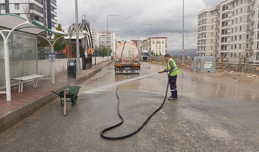 Siirt'te kaldırım ve caddeler yıkandı