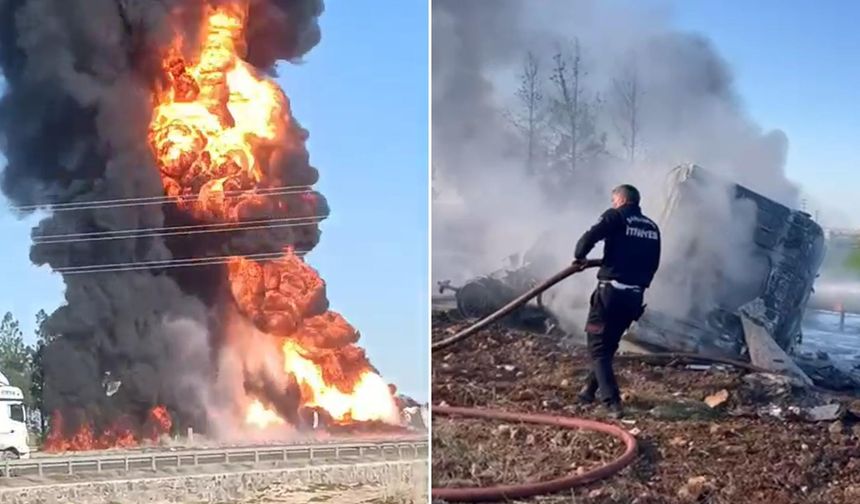 Yakıt yüklü tır alev alev yandı: 1 yaralı