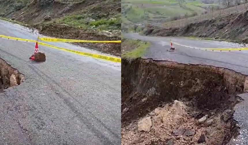 Diyarbakır’da yol çöktü, ulaşım aksadı