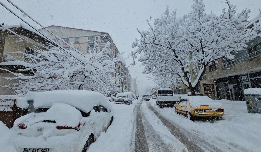 Bitlis Tatvan’da 1 metre kar