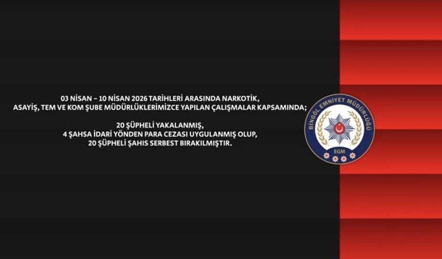 Bingöl’de bir haftada aranan 27 kişi yakalandı