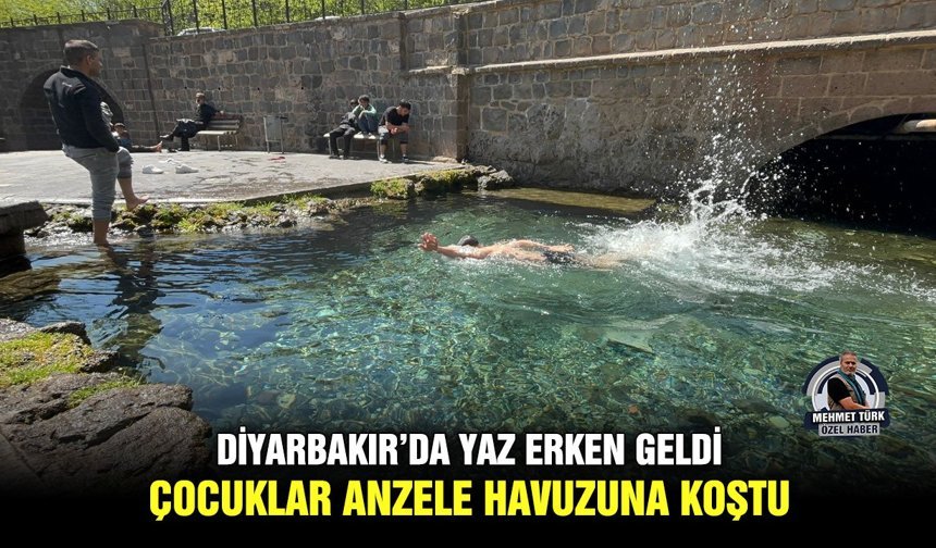 Diyarbakır’da Yaz erken geldi: Çocuklar Anzele havuzuna koştu