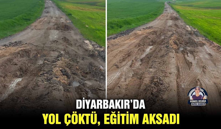 Diyarbakır’da yol çöktü, eğitim aksadı