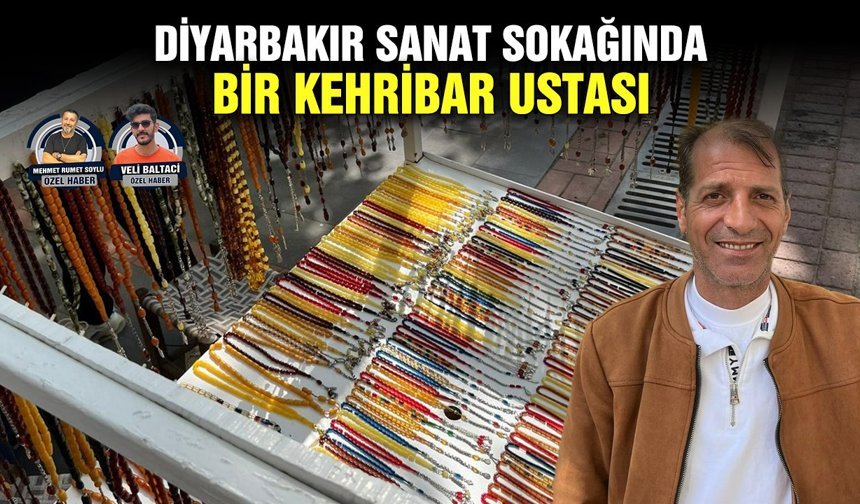 Diyarbakır sanat sokağında bir kehribar ustası