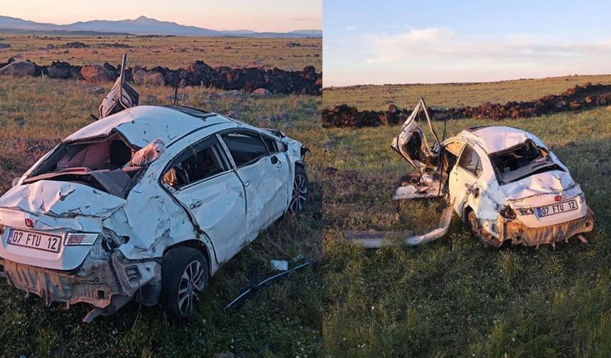 Takla atan otomobilde 2’si bebek 5 kişi yaralandı