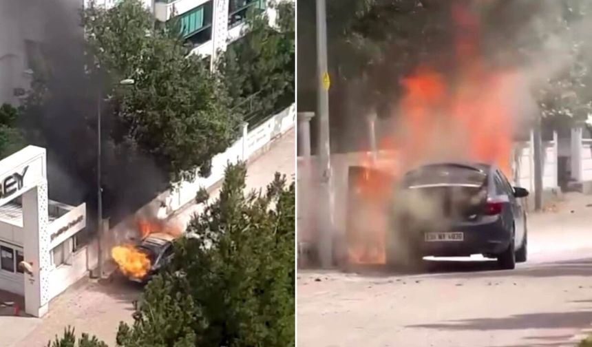 Diyarbakır'da seyir halindeki araç yandı