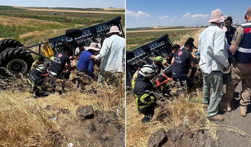 Diyarbakır'da traktör takla attı, sürücü yaralı