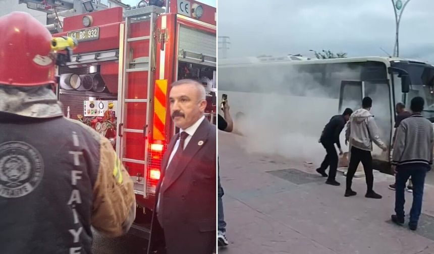 MHP’lileri taşıyan otobüste yangın