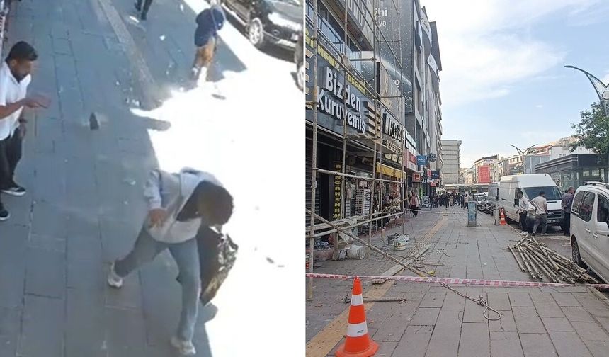 Binadan kopan beton parçaları tehlike saçtı