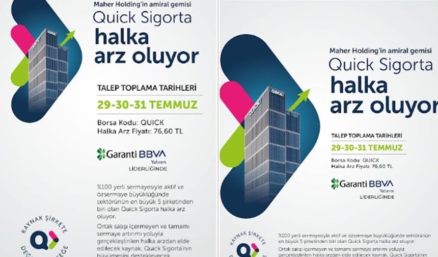 Quick Sigorta'nın halka arzında talep toplama başladı