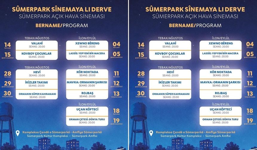 Sümerpark'ta Yıldızlar Altında Sinema Keyfi Başlıyor!