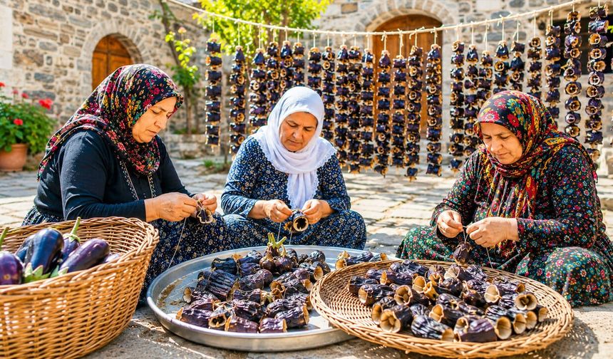 Diyarbakır’da patlıcan bereketi: Küçelerden sofralara kış hazırlığı
