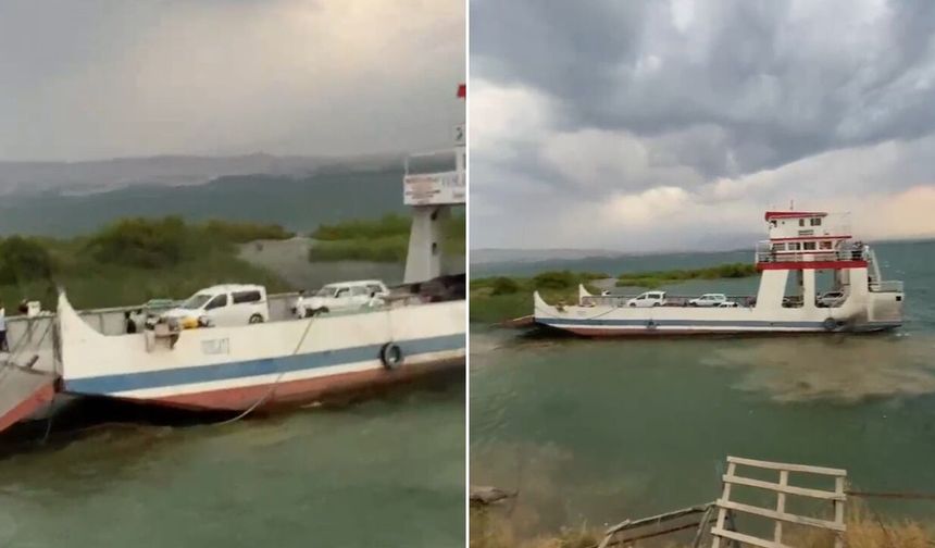 Elazığ’da fırtına: Feribot iskeleye yanaşmadı