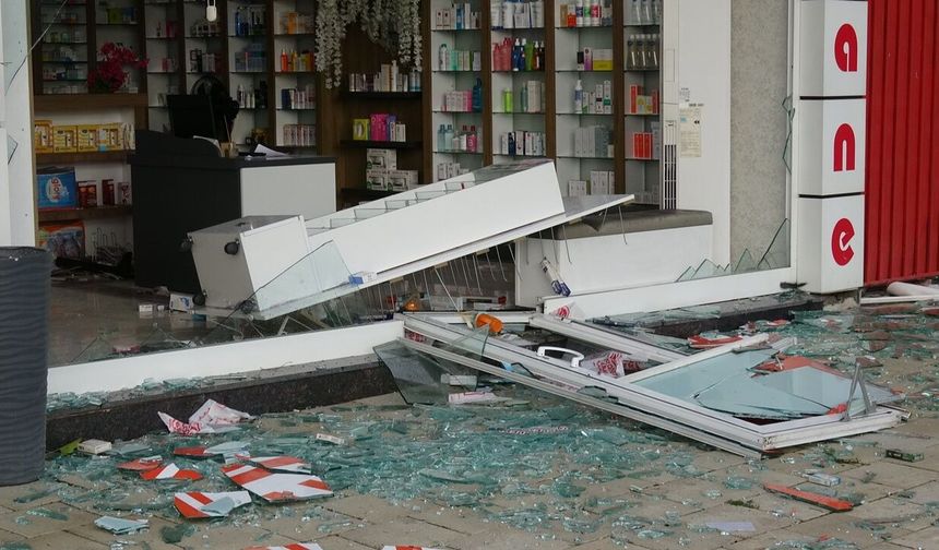 Şiddetli fırtınada ağaçları devrildi, iş yerlerinin camları patladı