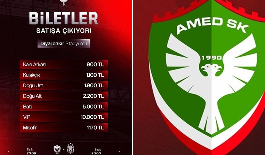 Amedspor Beşiktaş maçı biletleri satışa çıkıyor