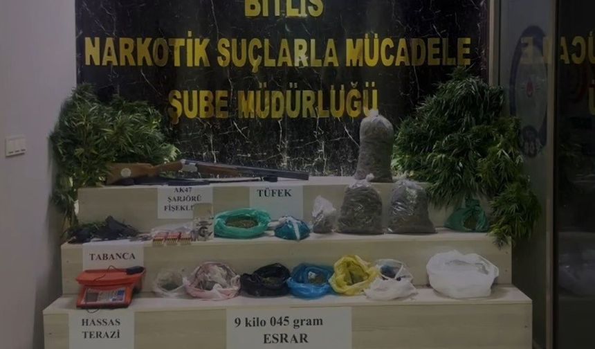 Bitlis'te 9 kilo 45 gram esrar ele geçirildi, 1 şüpheli tutuklandı