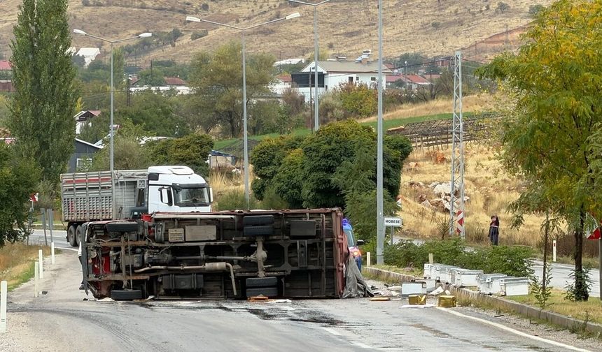 Malatya'da devrilen arı kamyonunda 2 yaralı