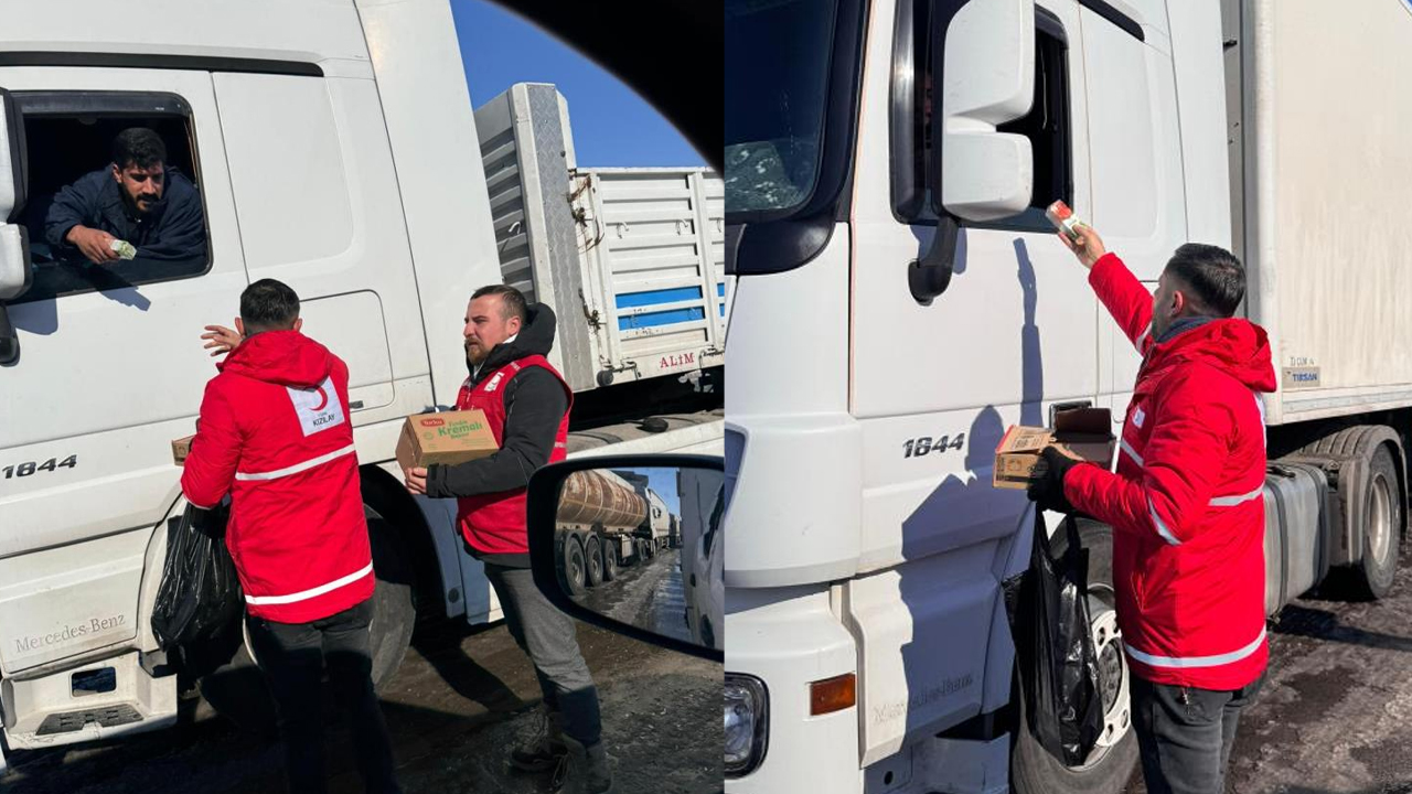 Kızılay'dan Yolda Kalan Tır Şoförlerine Sıcak Yemek