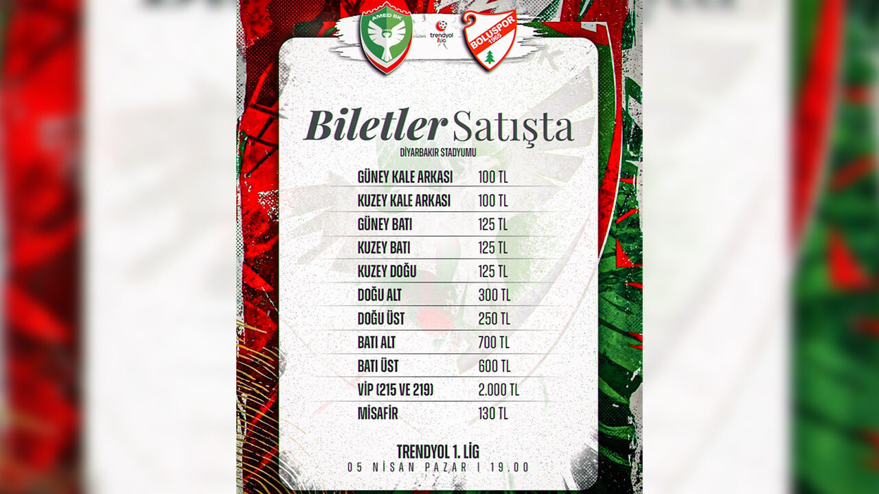 Amedspor Boluspor Maçı Biletleri Satışa Çıktı