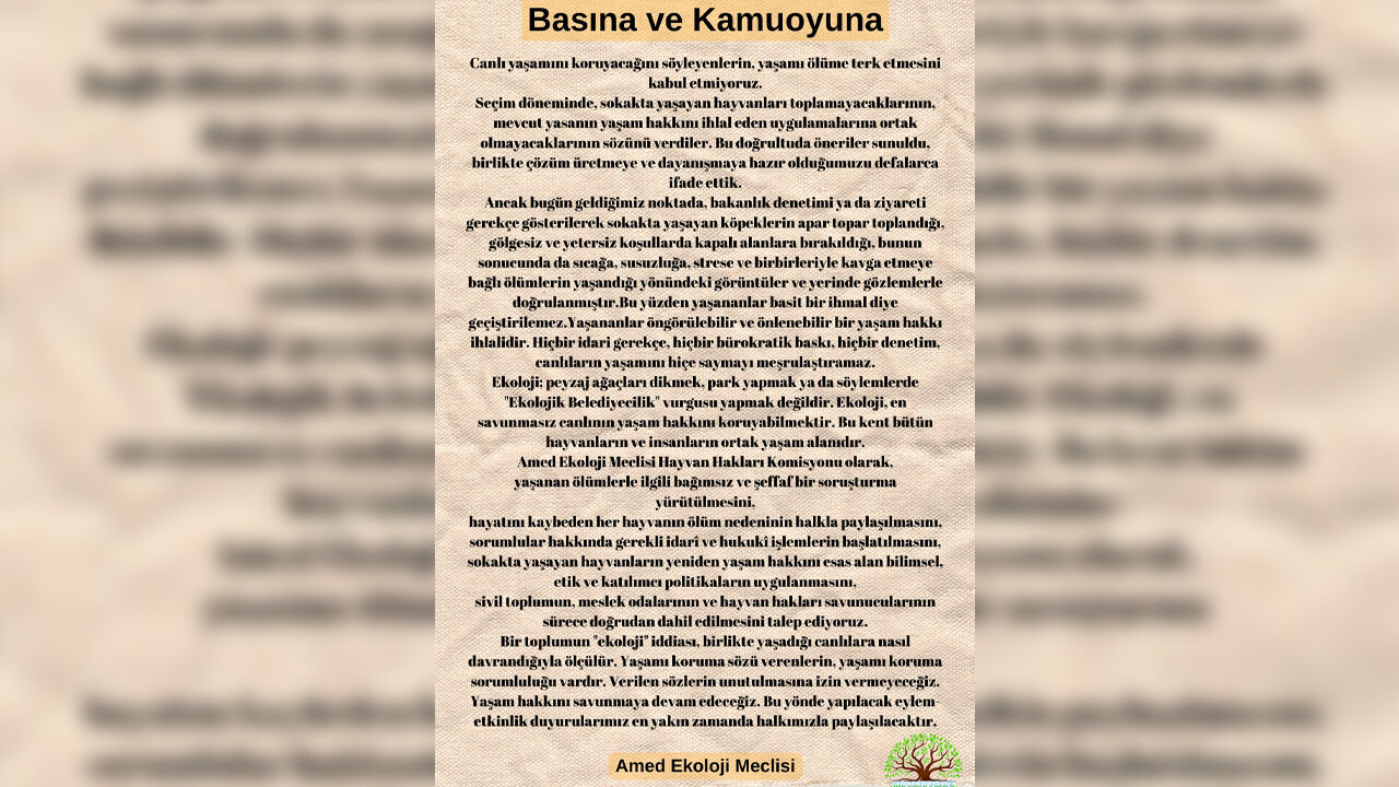 Amed Ekoloji Derneği Hayvan Ölümleriyle Ilgili Soruşturma Yürütülsün