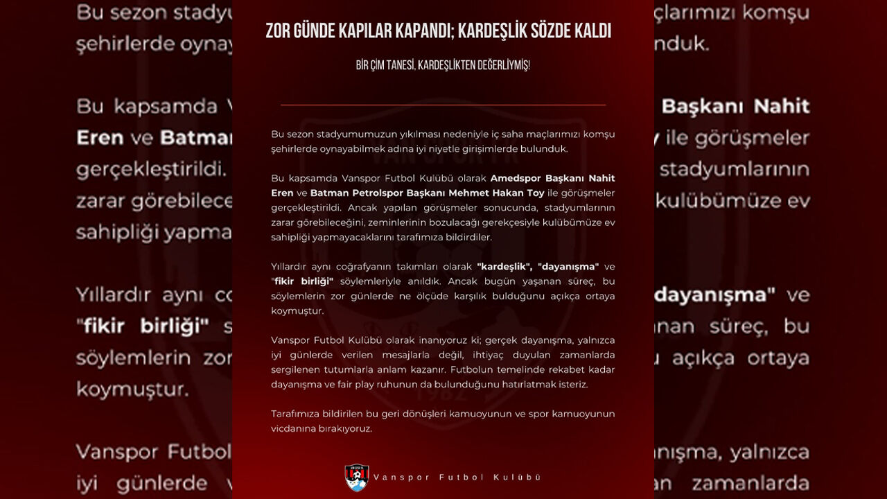 Amedspor Başkanı Eren'den Vanspor'a Cevap1
