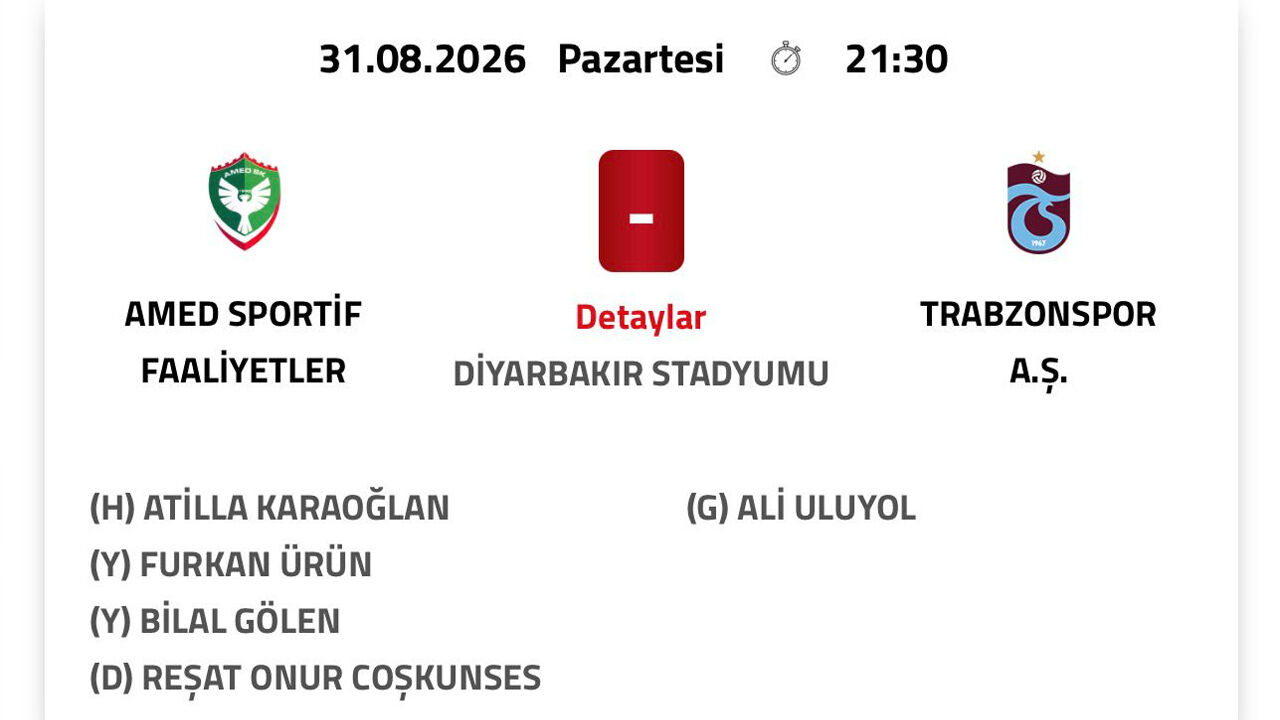 Amedspor Trabzonspor Maçının Hakemi Belli Oldu2
