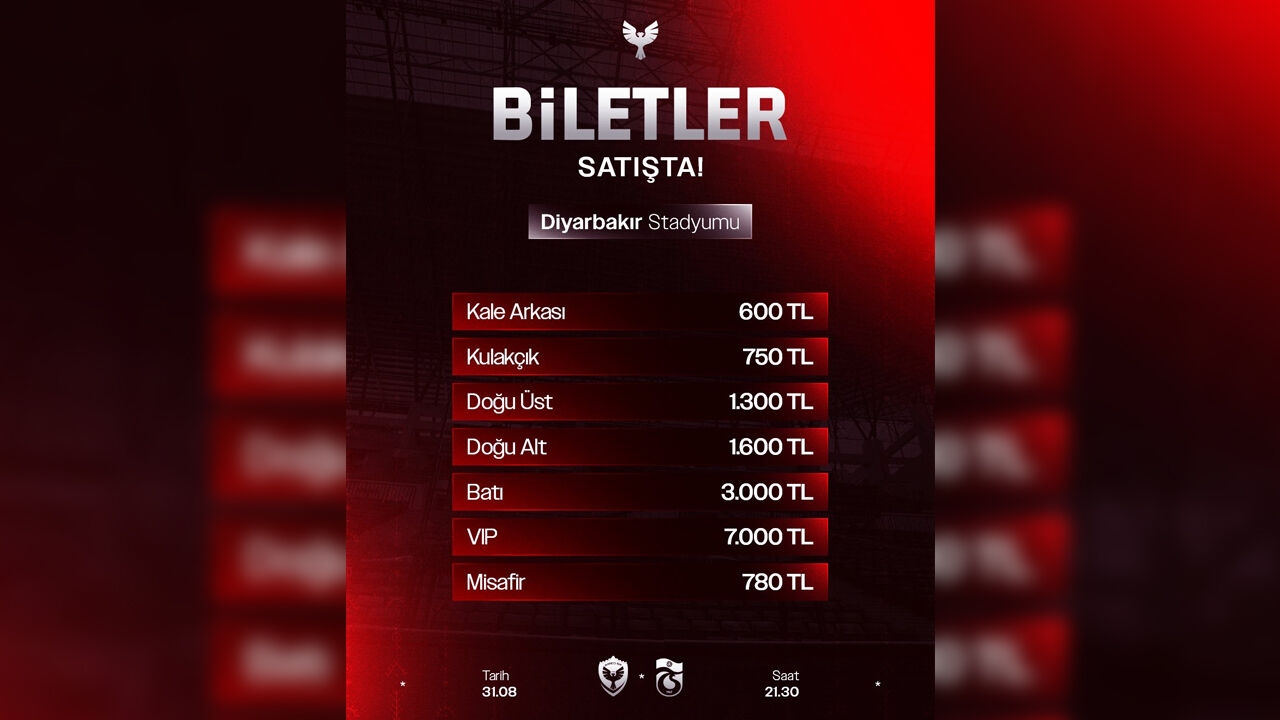 Amedspor'un Trabzonspor Maçı Bilet Fiyatları Açıklandı, Biletler Satışa Çıktı