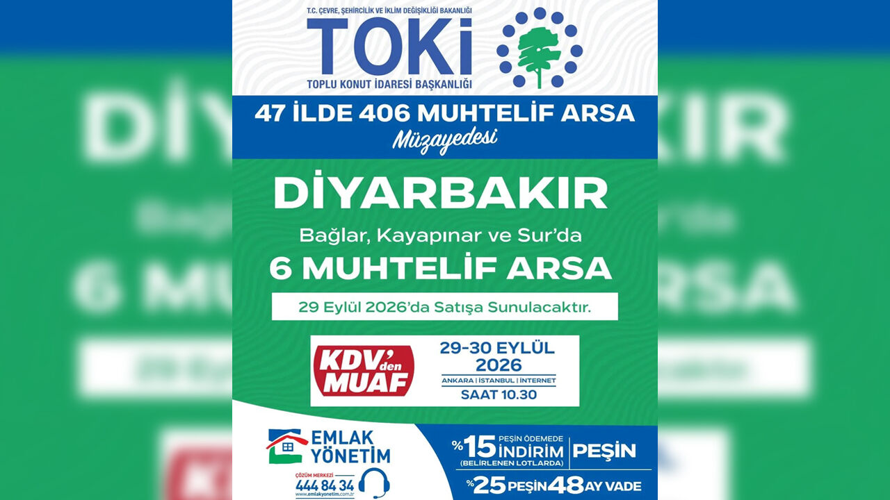 Toki̇, Diyarbakır’da 6 Arsayı Satışa Çıkarıyor1