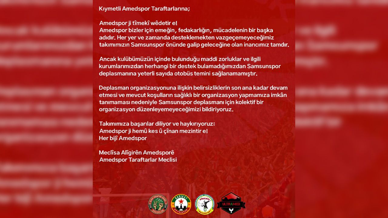 Amedspor Taraftarlarından Samsun Açıklaması1